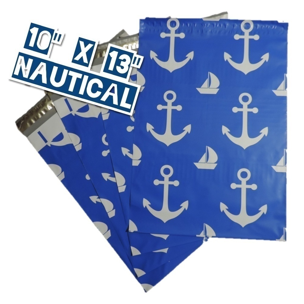 100 Nautical Poly Mailers 10"x13" - Picture 1 of 3